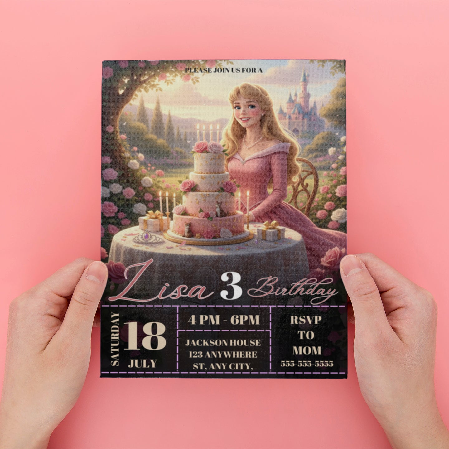 Printable Princess Aurora Birthday Invitation - CreativeRino