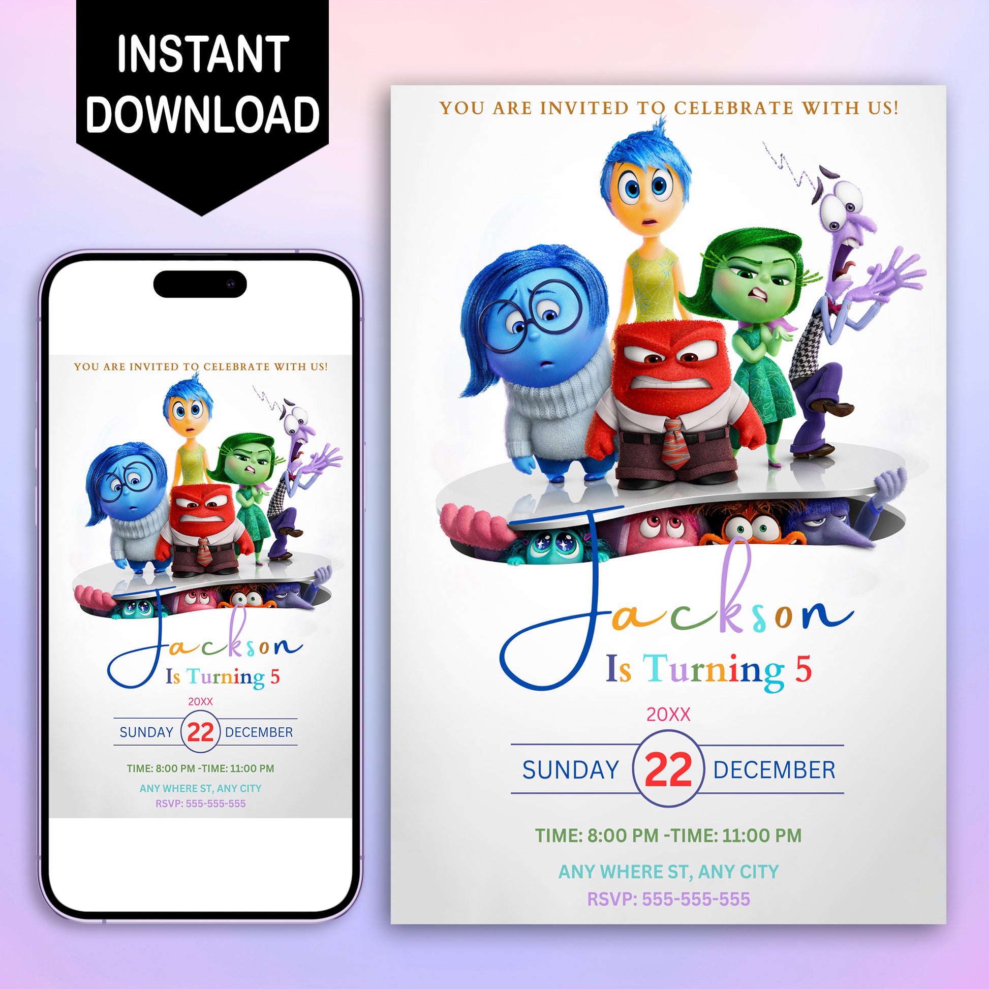 Inside Out Birthday Invitation Template - CreativeRino