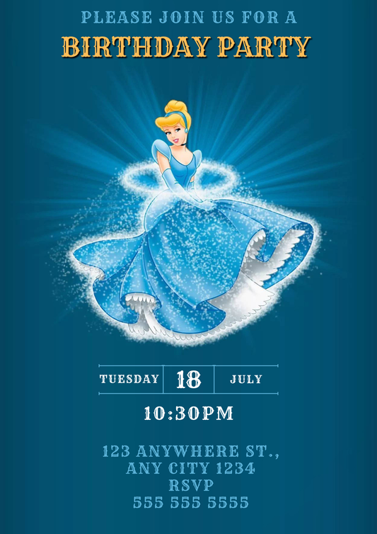 Cinderella Birthday Party Invitation - CreativeRino