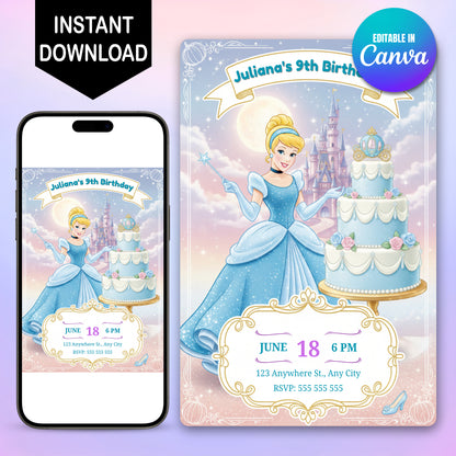 Cinderella Birthday Template - CreativeRino