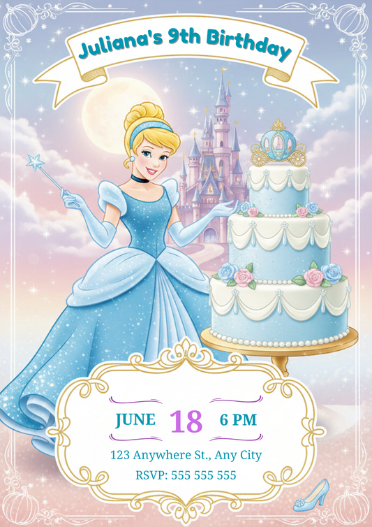 Cinderella Birthday Template - CreativeRino