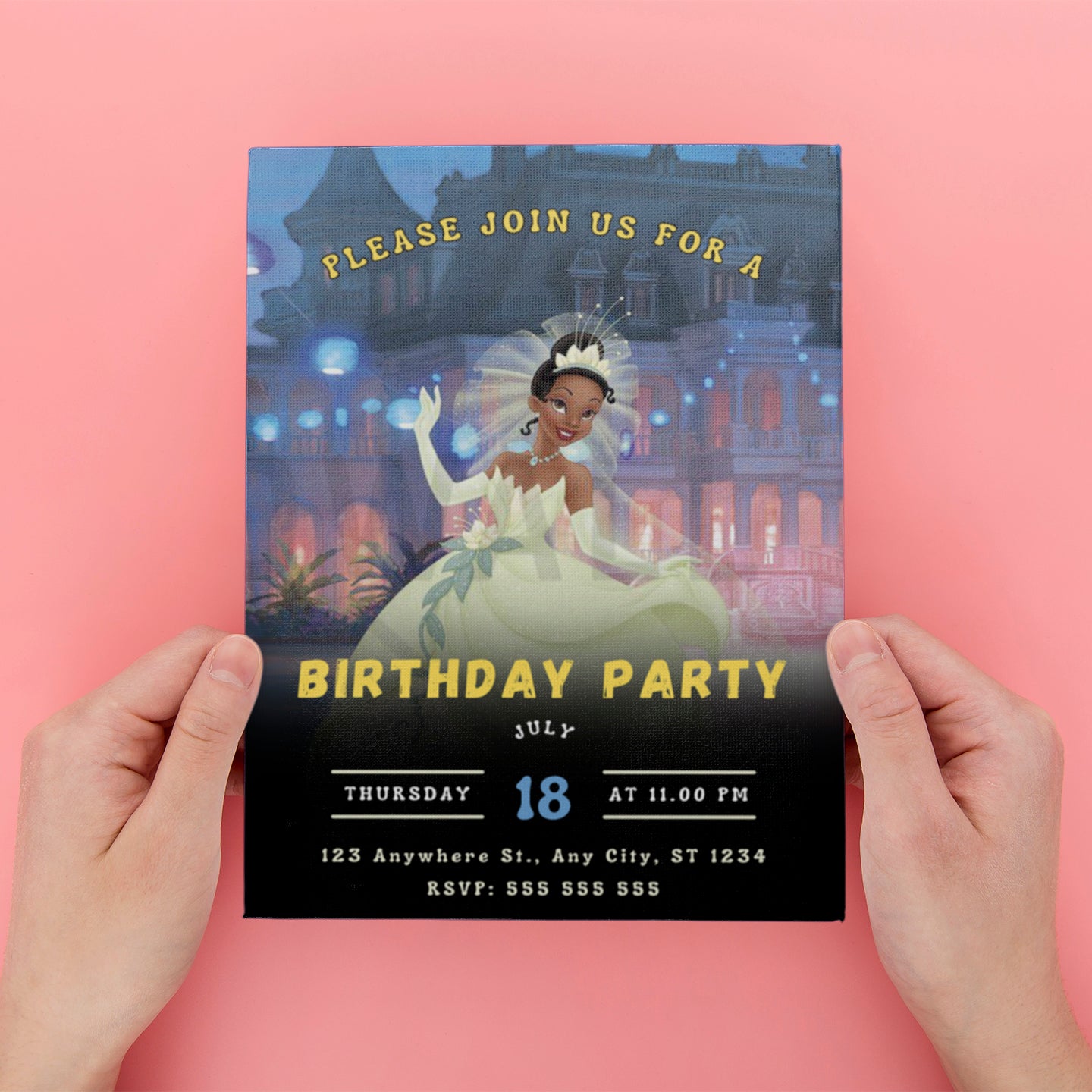 Princess Tiana Birthday Party Invitation - CreativeRino
