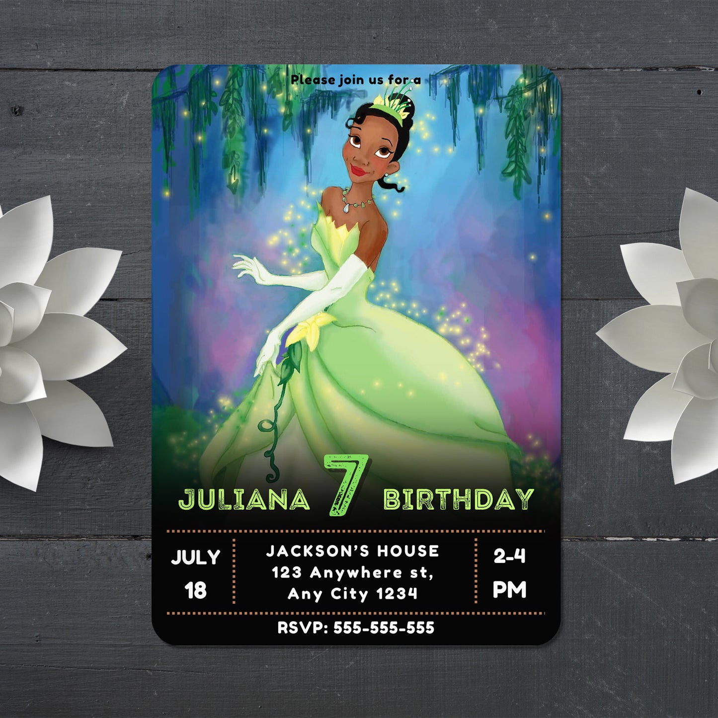 Princess Tiana Birthday Invitation - CreativeRino