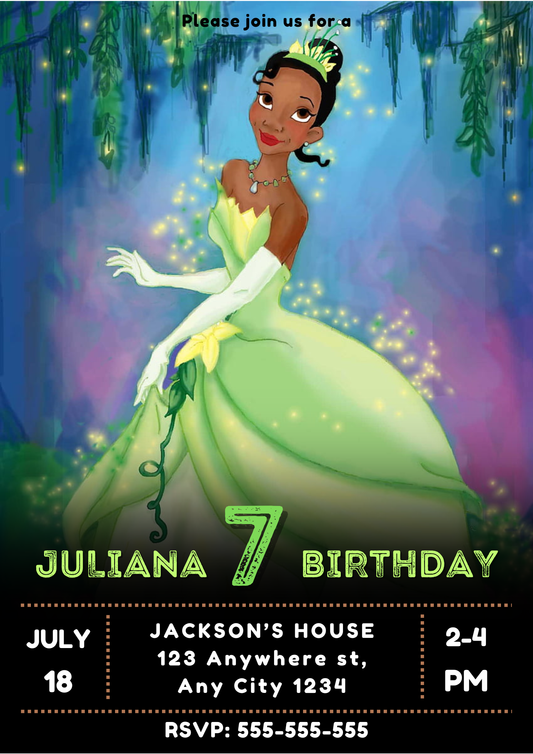 Princess Tiana Birthday Invitation - CreativeRino