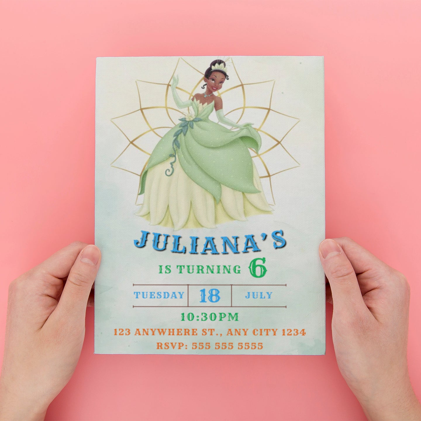 Editable Princess Tiana Birthday Invitation - CreativeRino