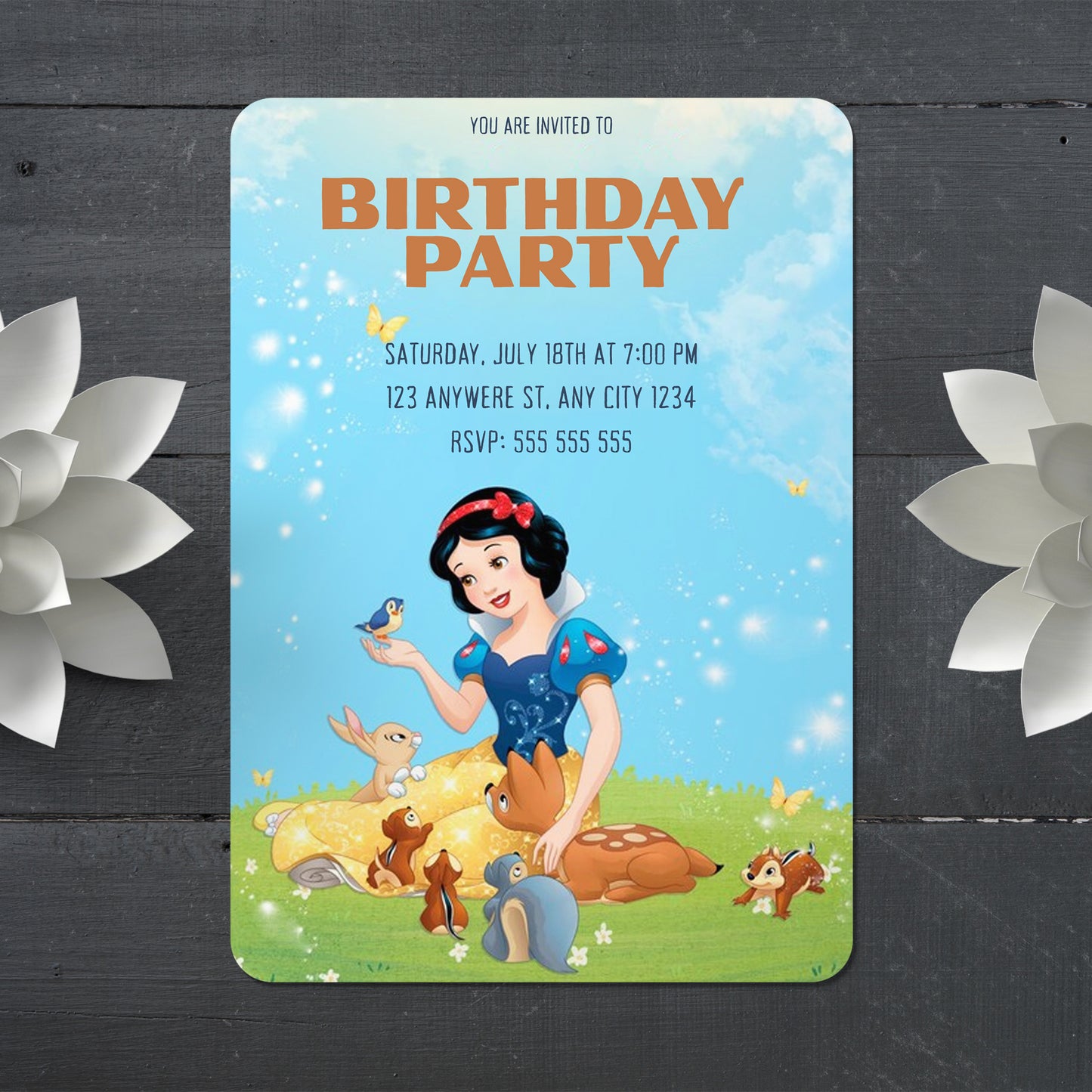 Snow white Birthday Party Invitation - CreativeRino