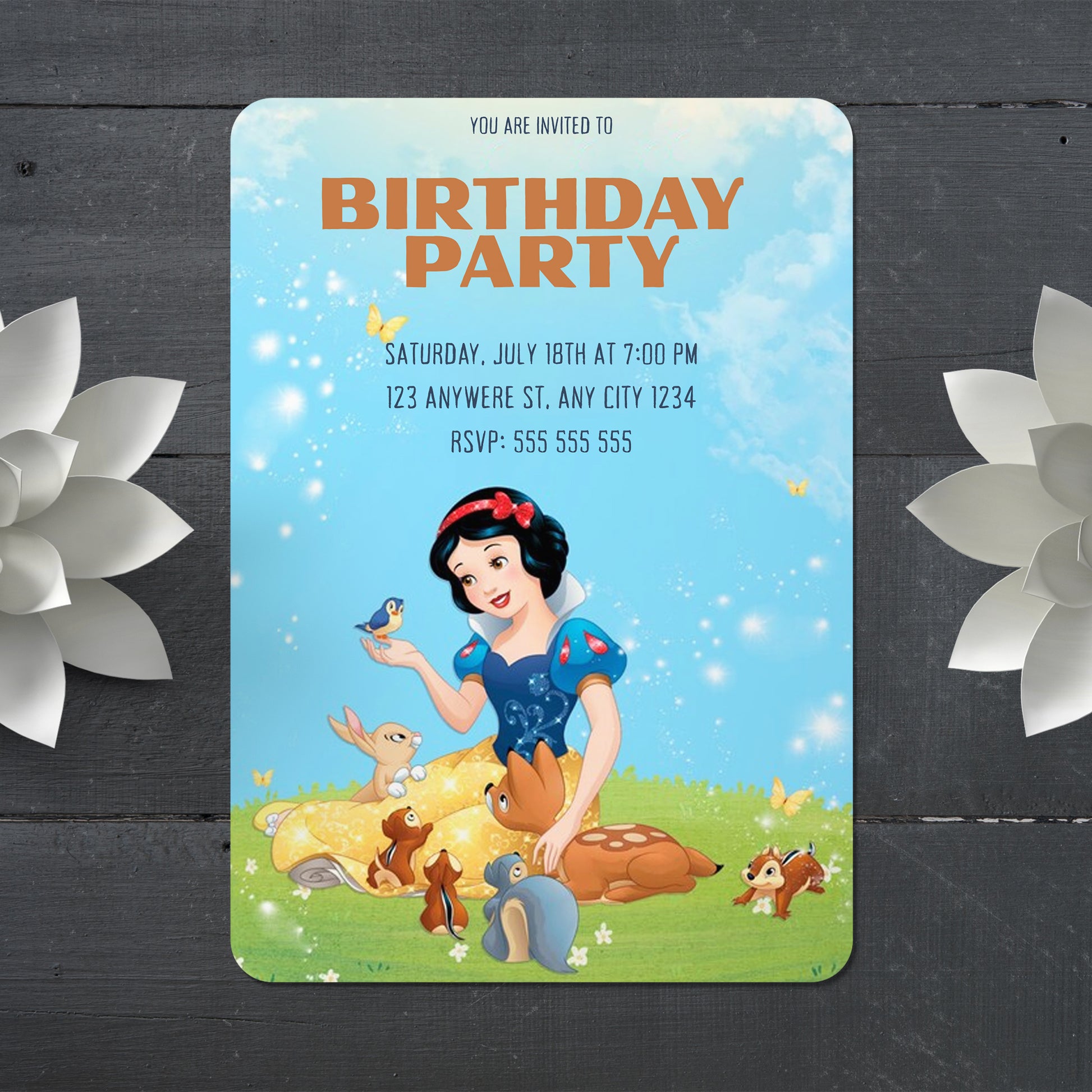 Snow white Birthday Party Invitation - CreativeRino