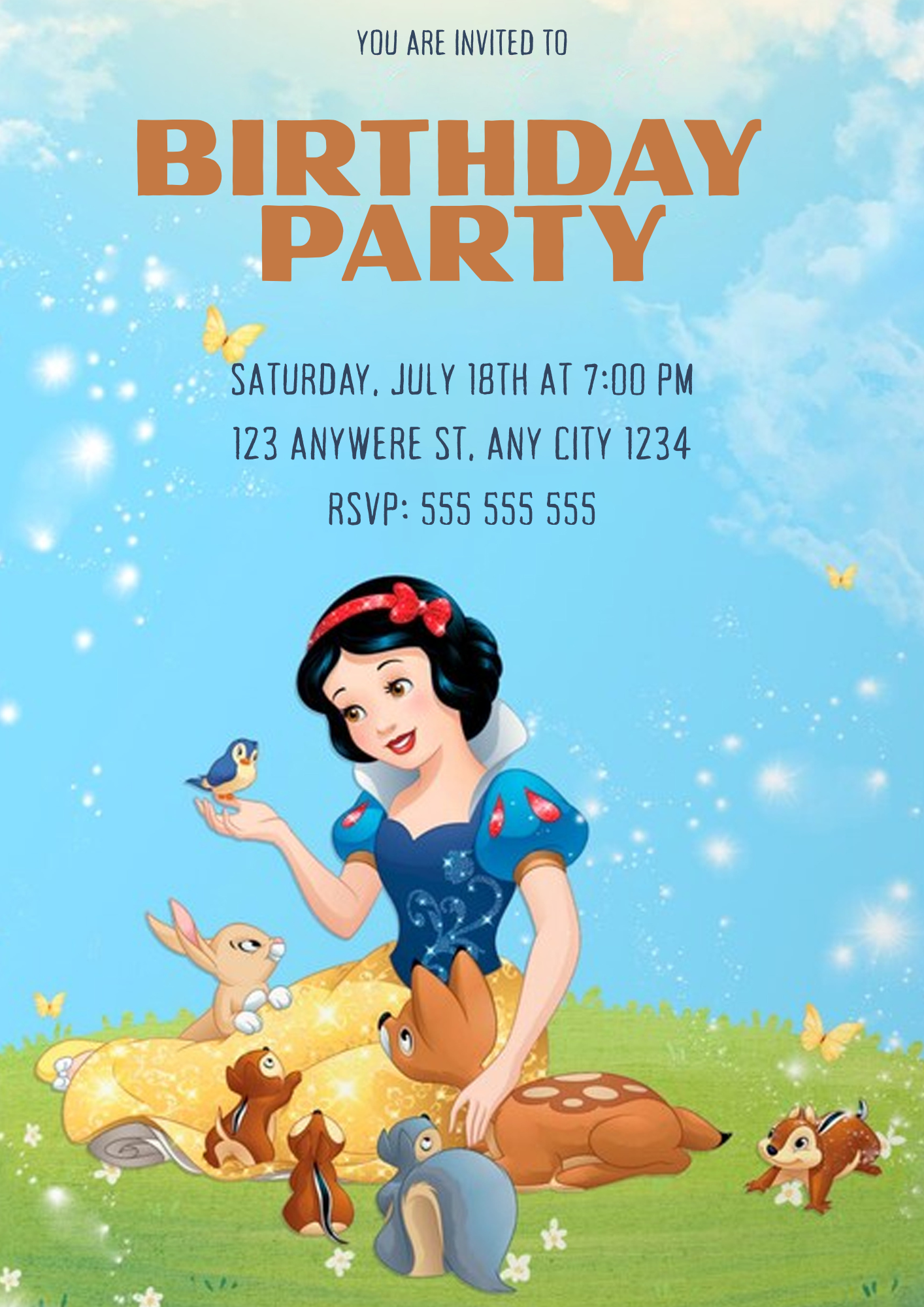 Snow white Birthday Party Invitation - CreativeRino