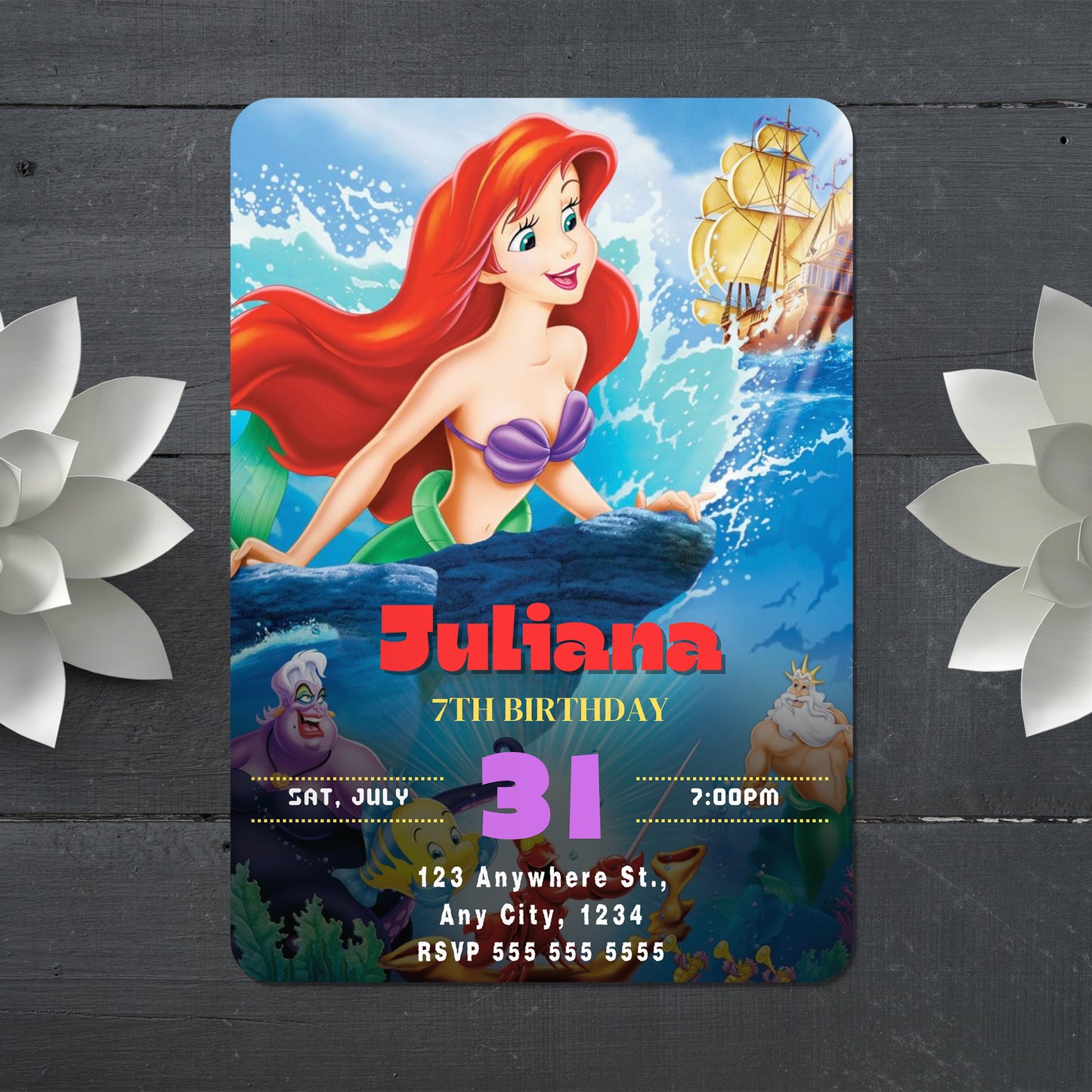 Little Mermaid Birthday Invitation - CreativeRino