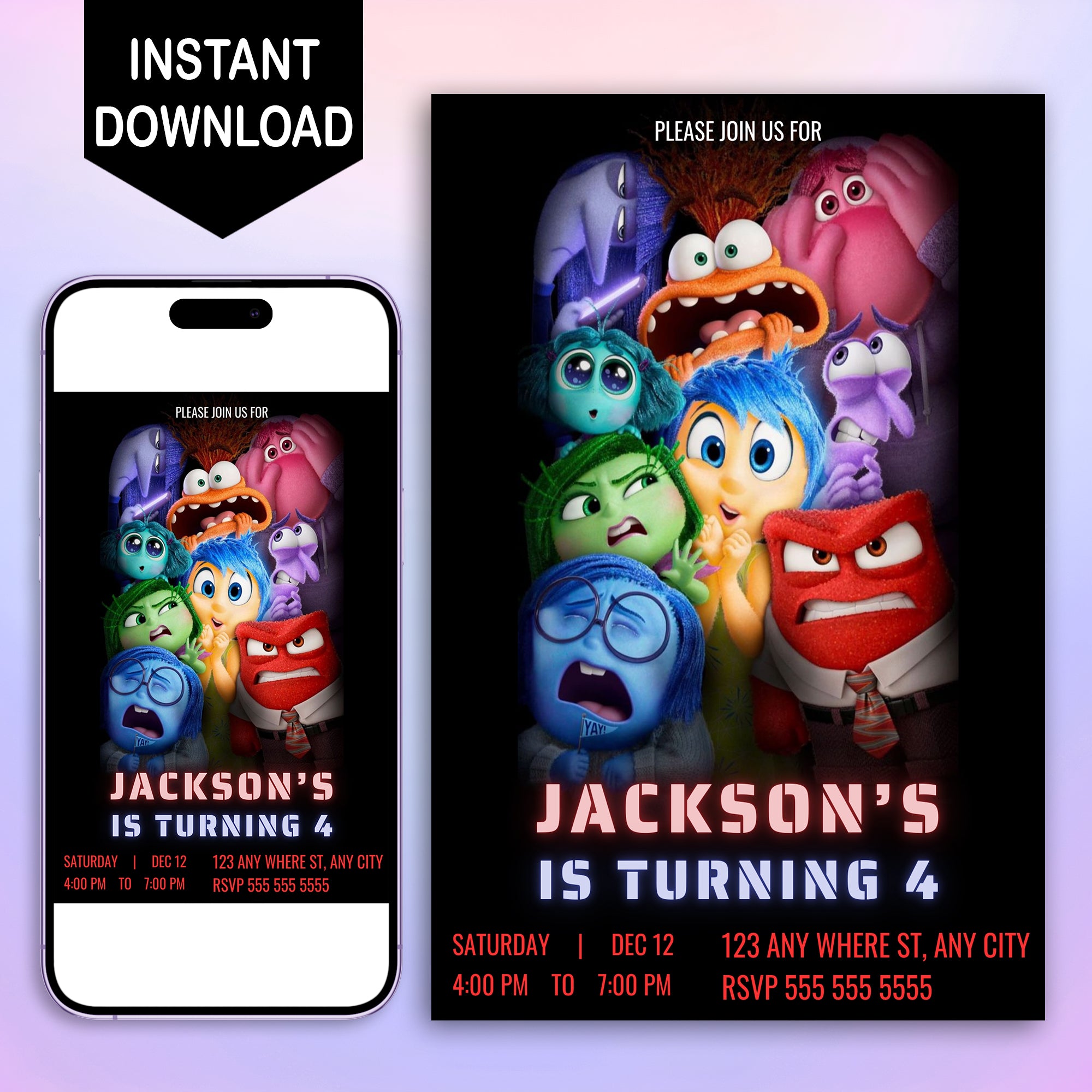 Inside Out Birthday Invitation Template – CreativeRino