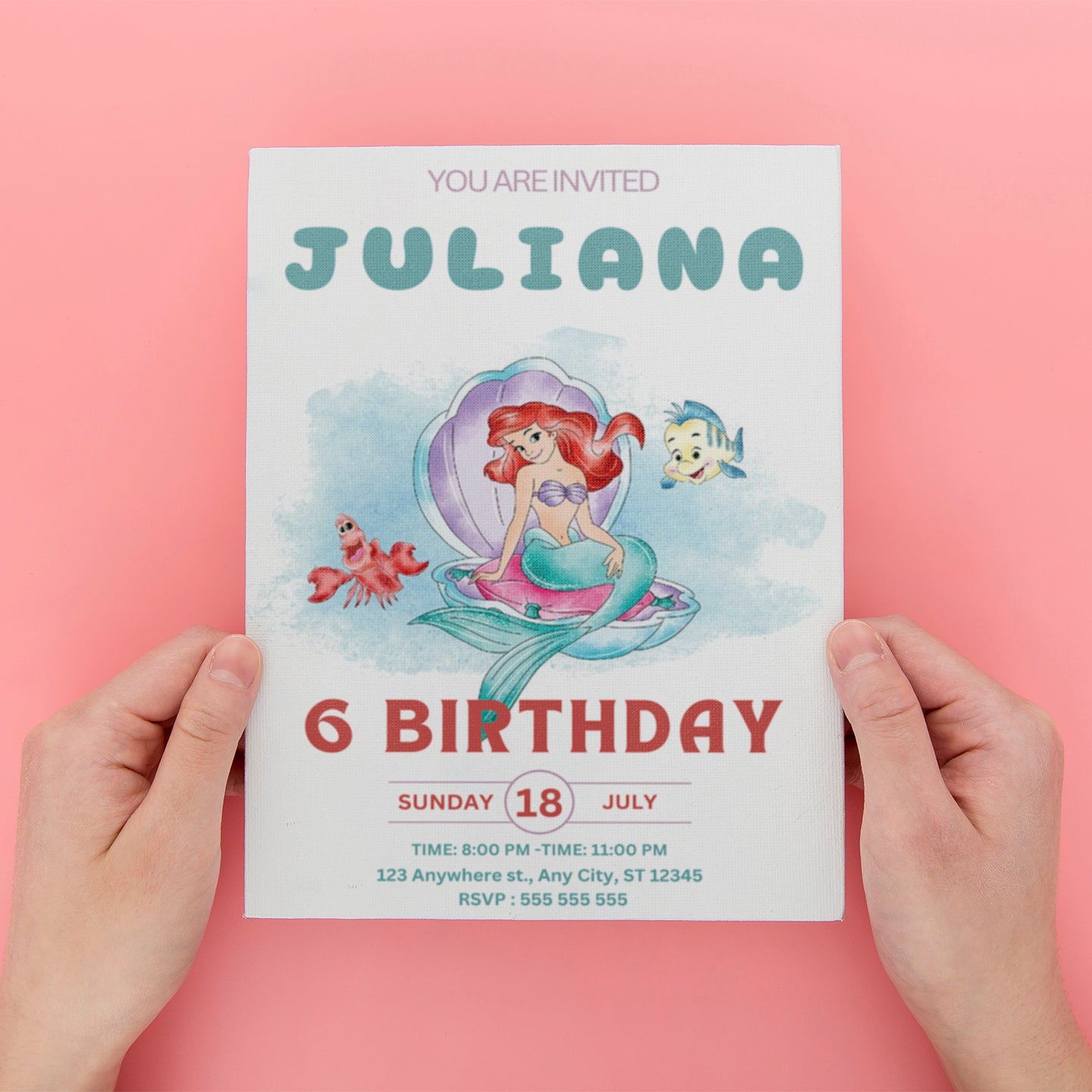 Editable Little Mermaid Birthday Invitation - CreativeRino