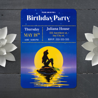 Little Mermaid Birthday Party Invitation - CreativeRino