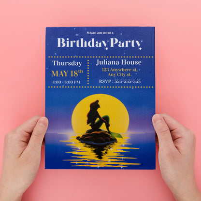 Little Mermaid Birthday Party Invitation - CreativeRino