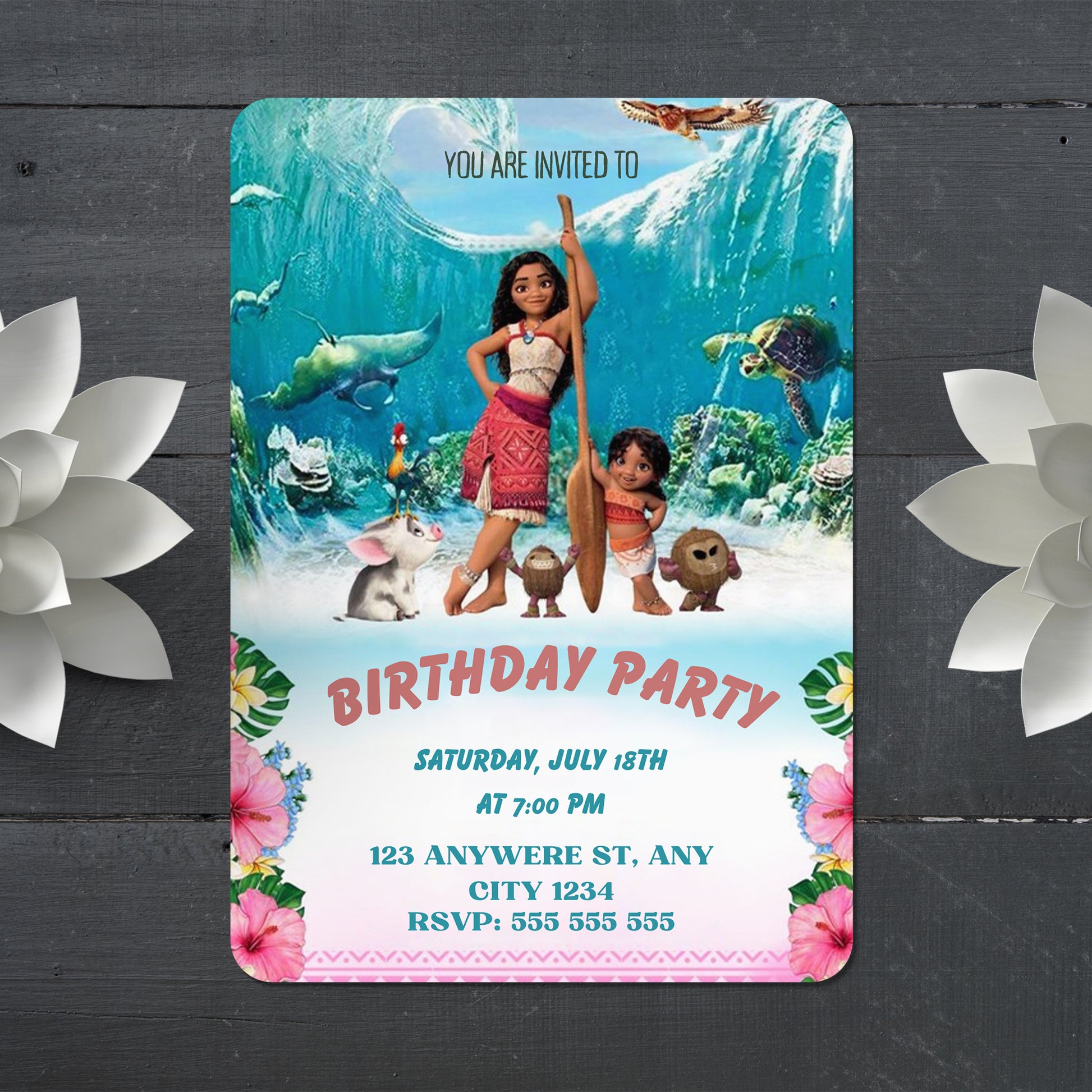 Moana Birthday Party Invitation - CreativeRino