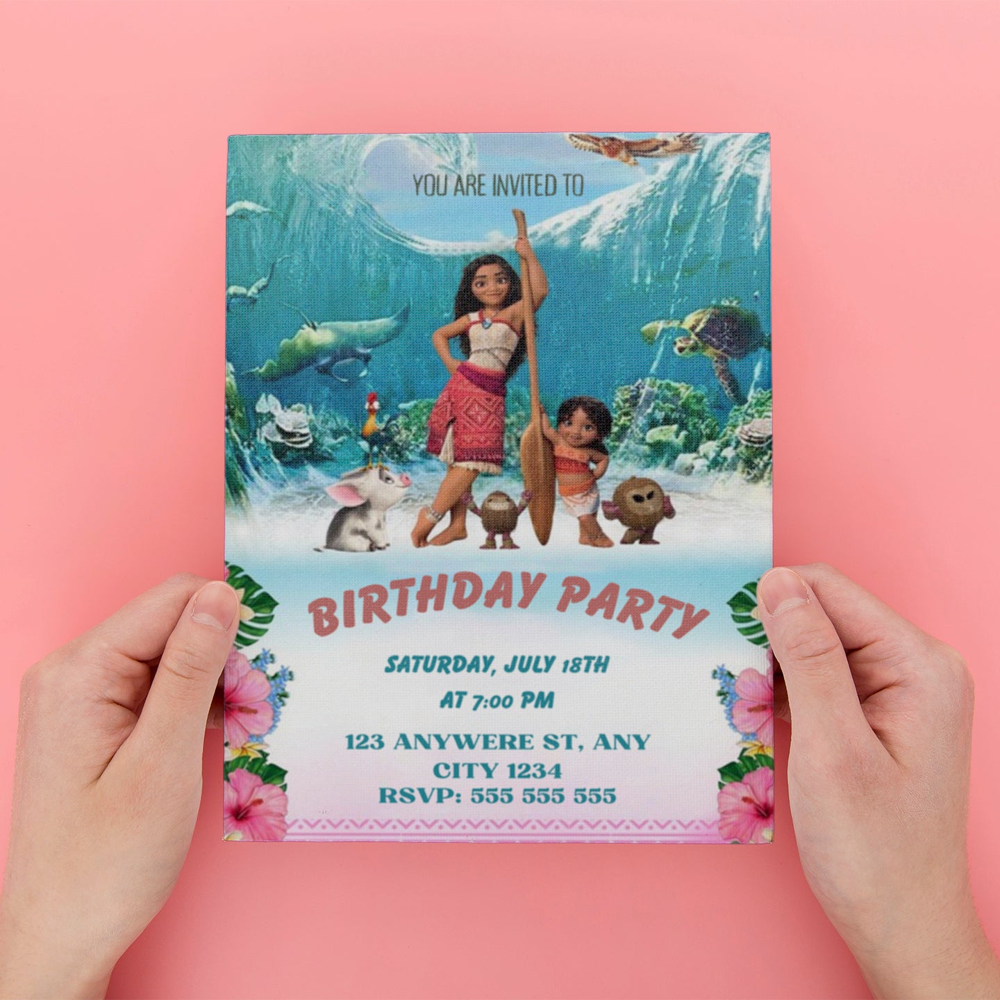 Moana Birthday Party Invitation - CreativeRino