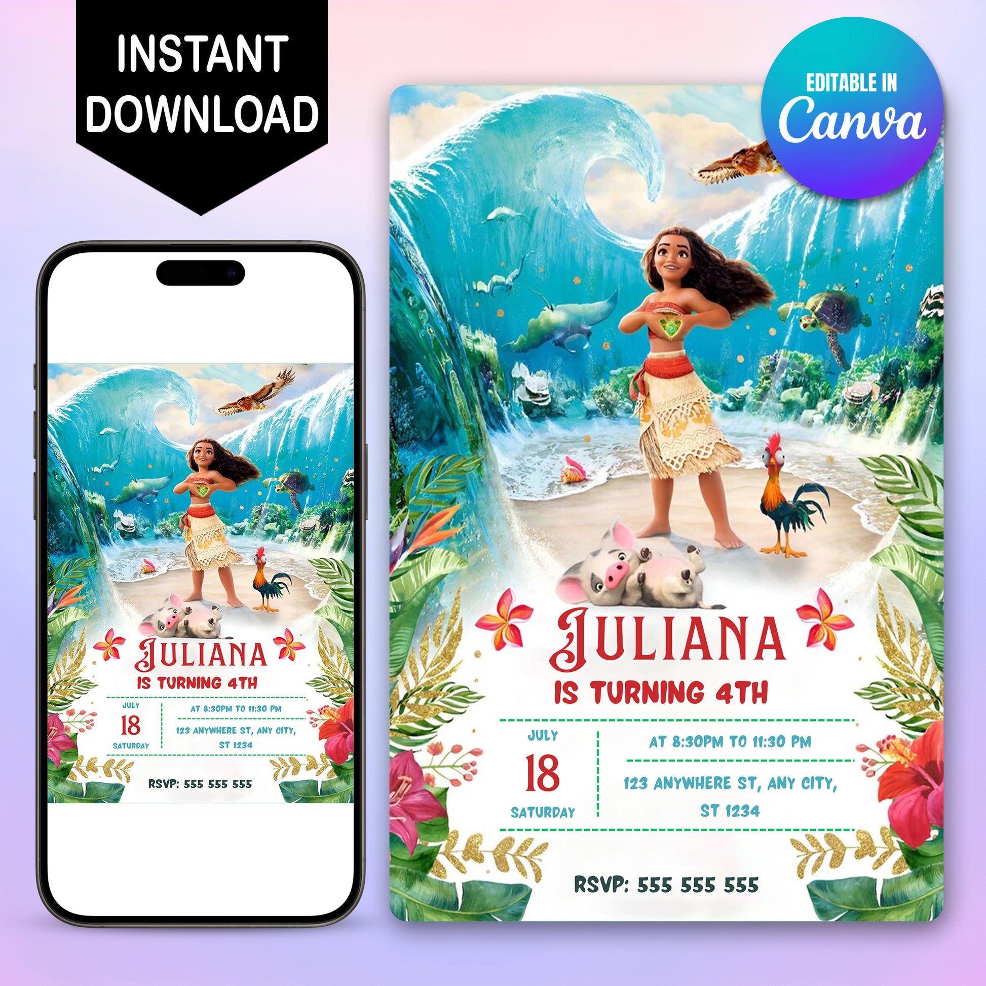 Moana Birthday Invitation - CreativeRino