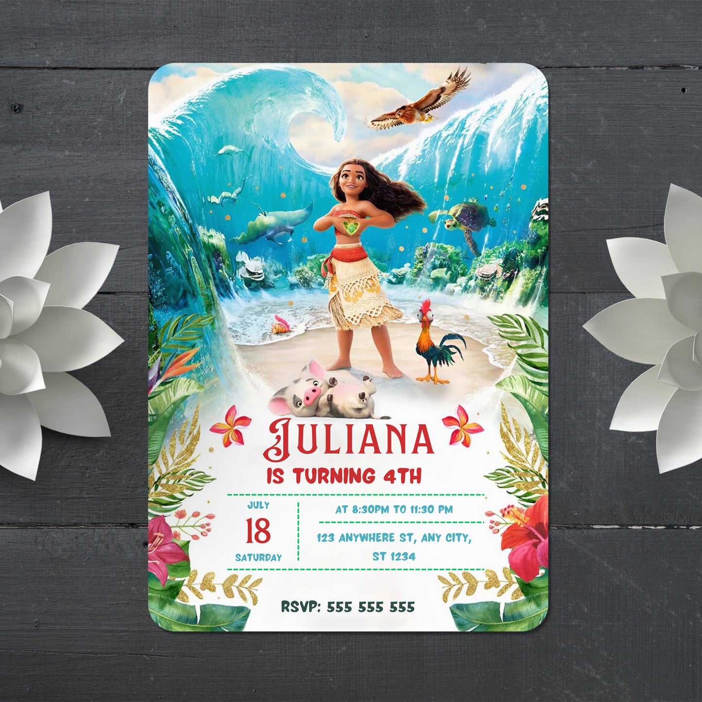 Moana Birthday Invitation - CreativeRino