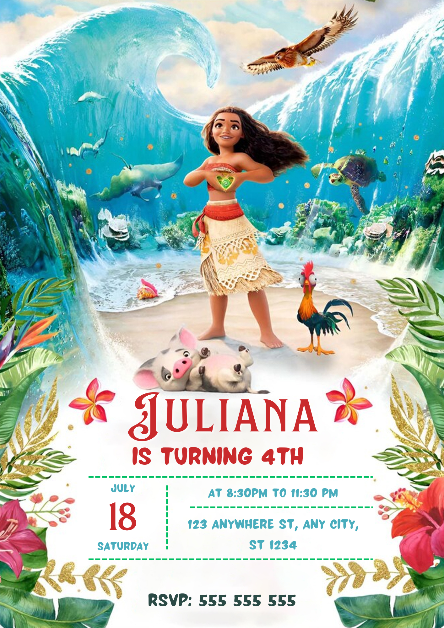 Moana Birthday Invitation - CreativeRino