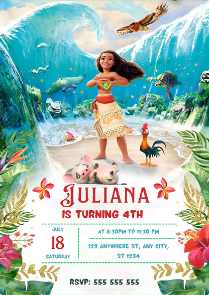 Moana Birthday Invitation - CreativeRino