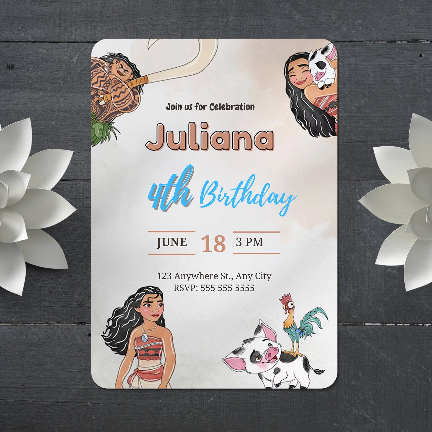 Editable Moana Birthday Invitation - CreativeRino