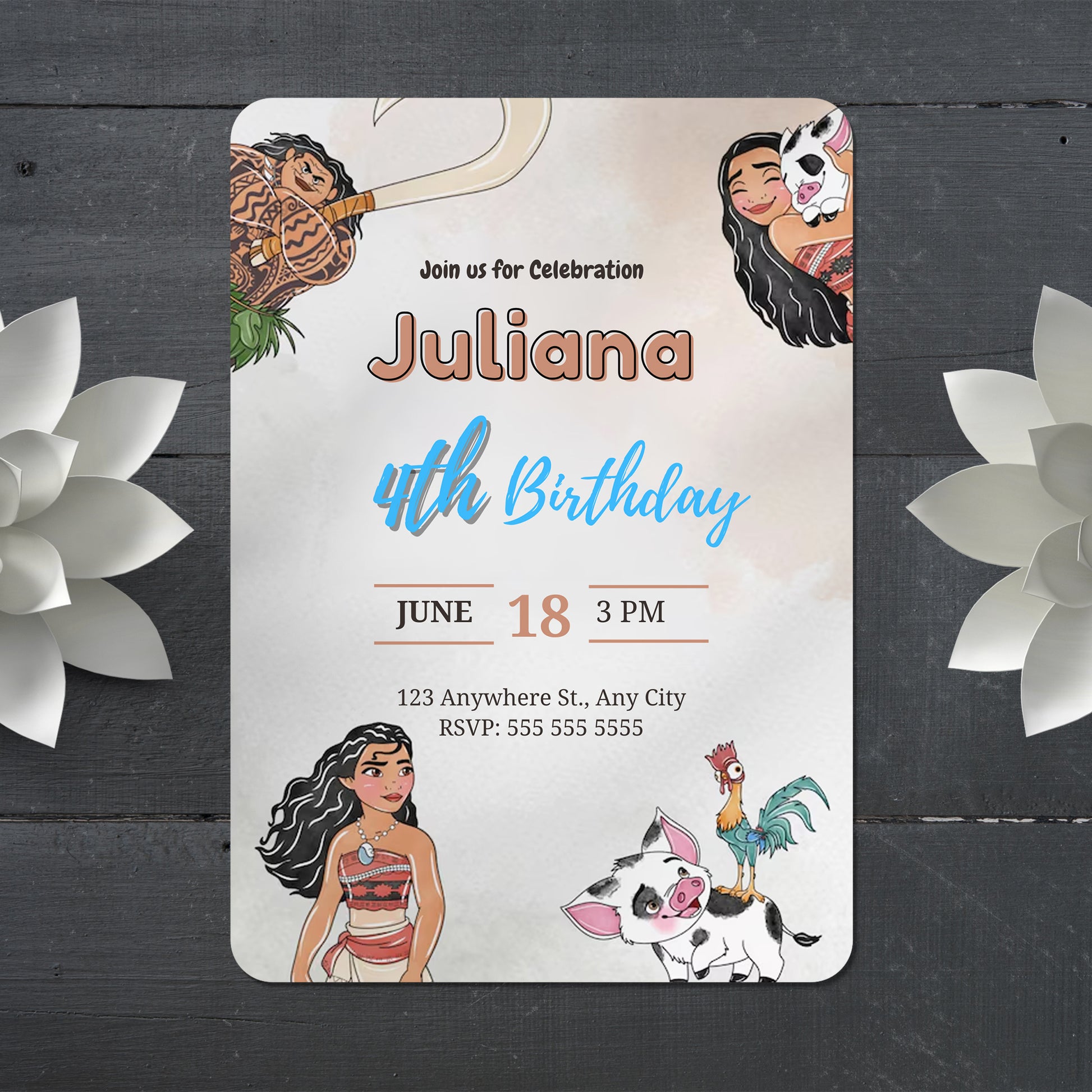 Editable Moana Birthday Invitation - CreativeRino