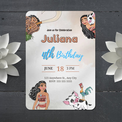 Editable Moana Birthday Invitation - CreativeRino