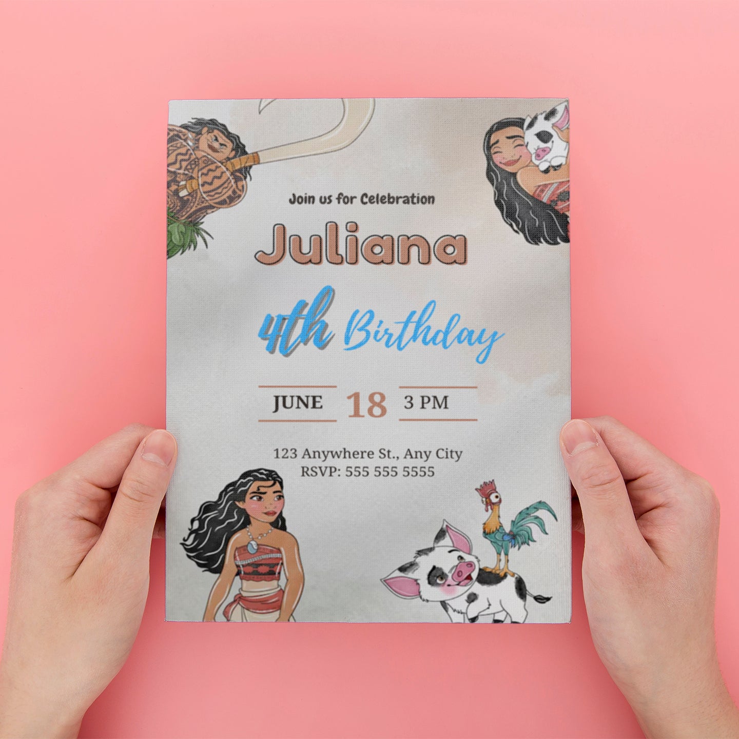 Editable Moana Birthday Invitation - CreativeRino