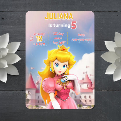 Printable Princess Peach Birthday Invitation - CreativeRino