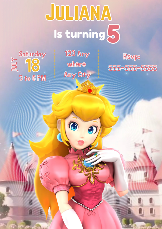 Printable Princess Peach Birthday Invitation - CreativeRino