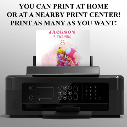 Princess Peach Birthday Invitation - CreativeRino