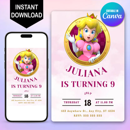 Princess Peach Birthday Template - CreativeRino
