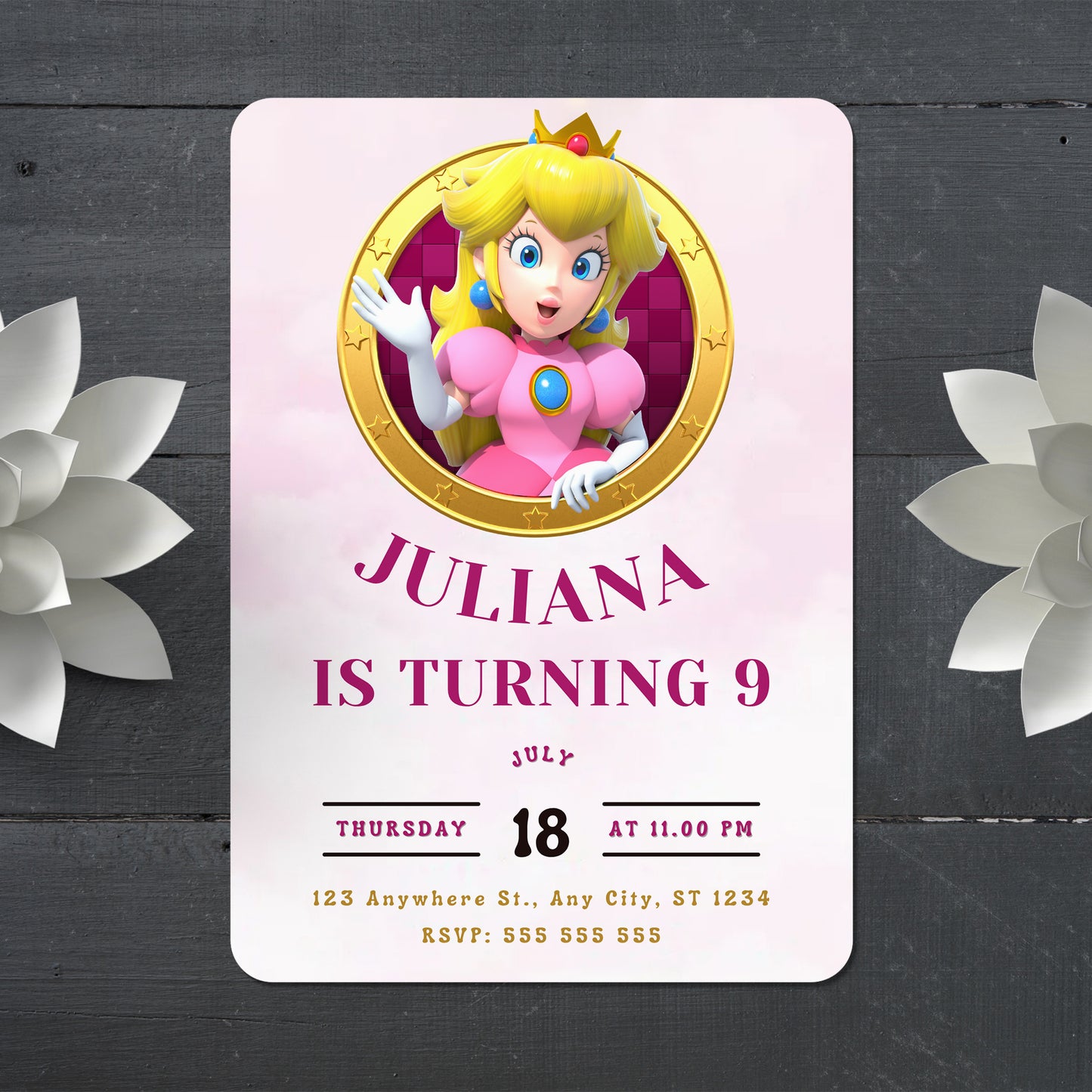 Princess Peach Birthday Template - CreativeRino