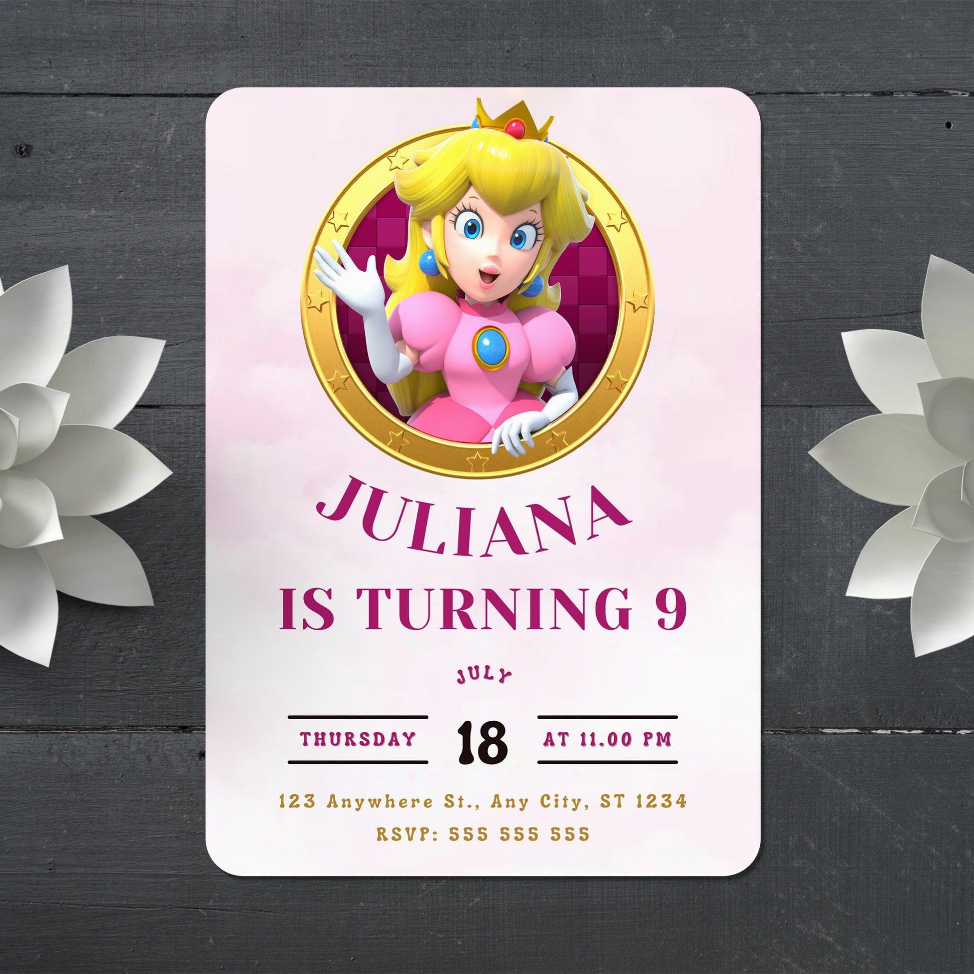 Princess Peach Birthday Template - CreativeRino