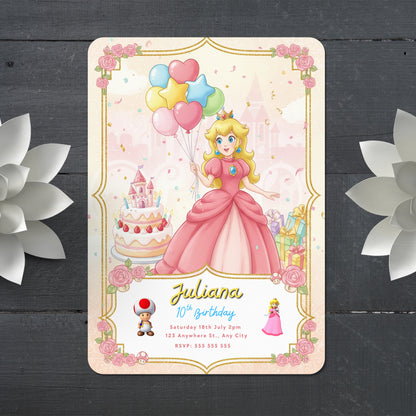 Digital Princess Peach Birthday Invitation - CreativeRino