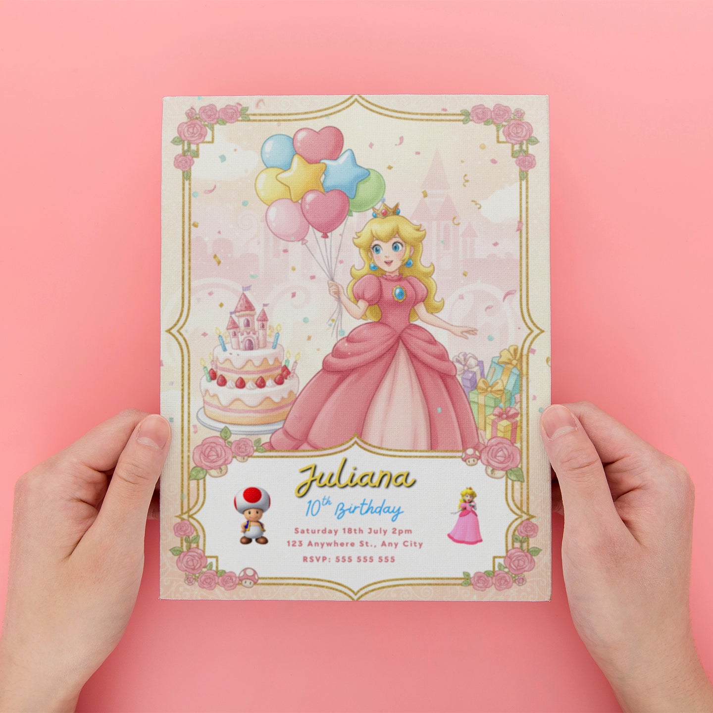 Digital Princess Peach Birthday Invitation - CreativeRino