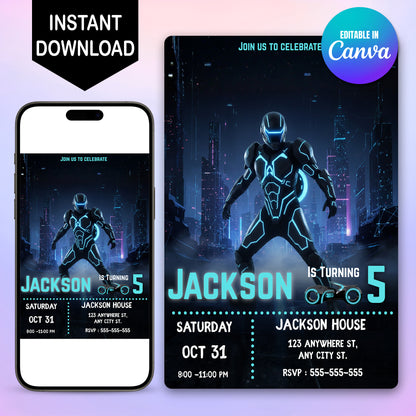 Tron Ares Birthday Invitation - CreativeRino