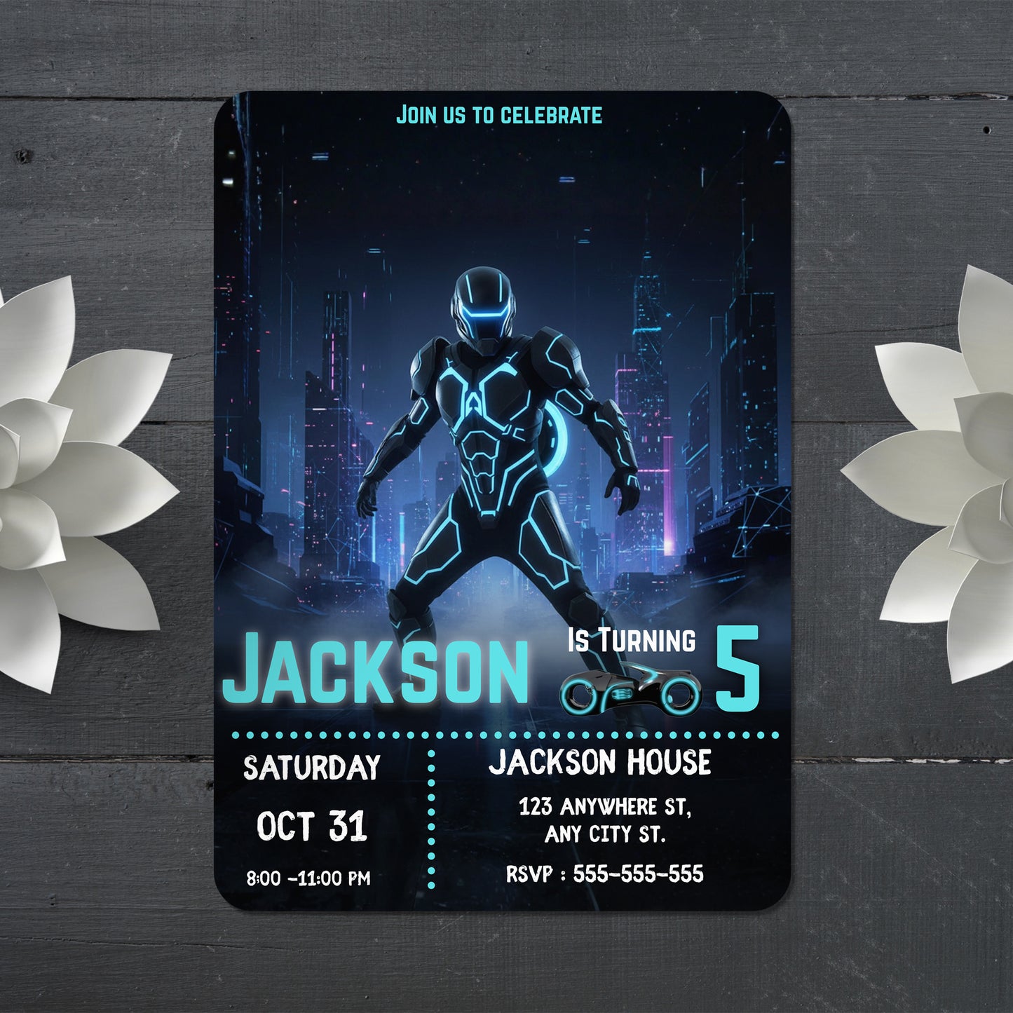 Tron Ares Birthday Invitation - CreativeRino