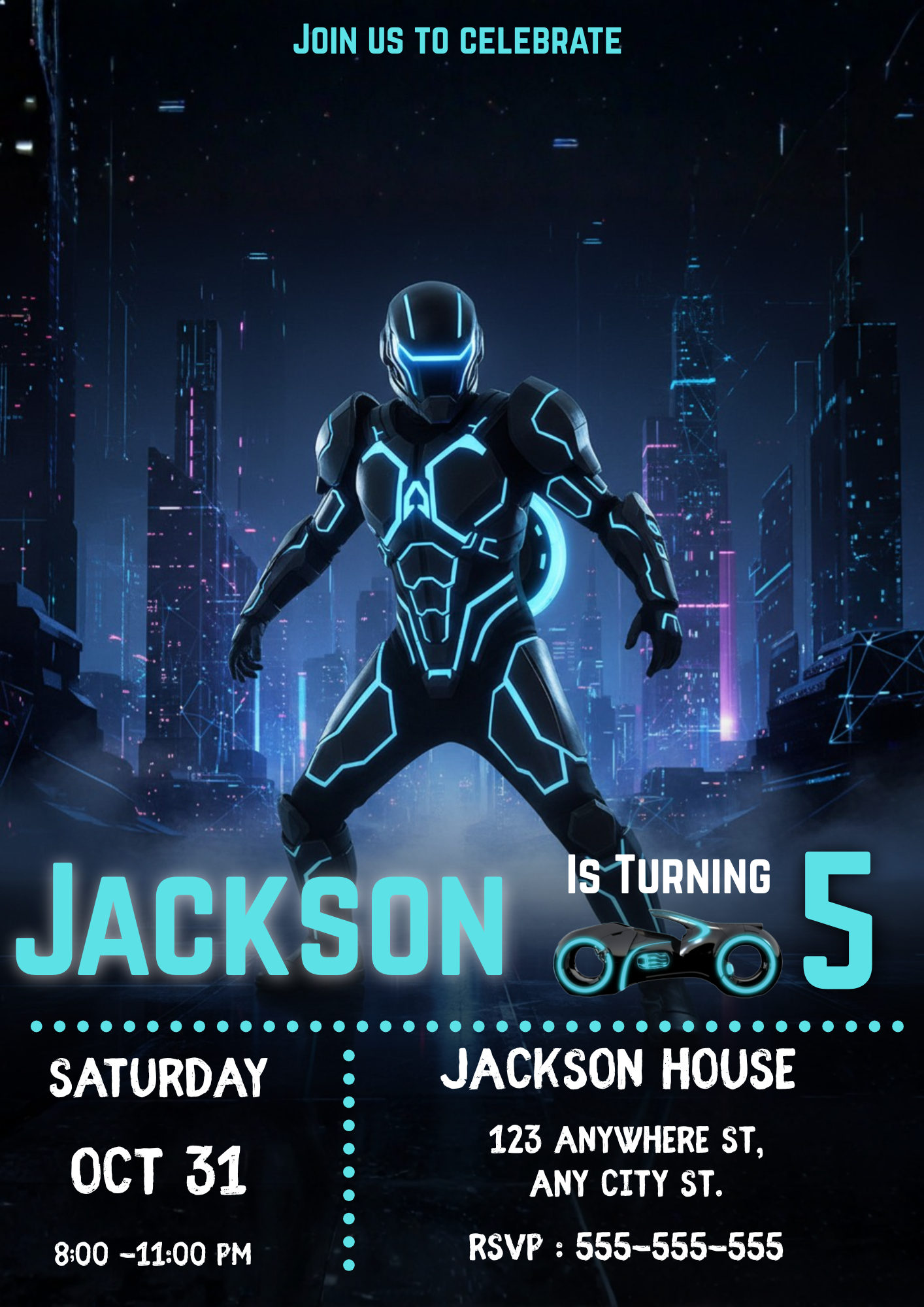 Tron Ares Birthday Invitation - CreativeRino