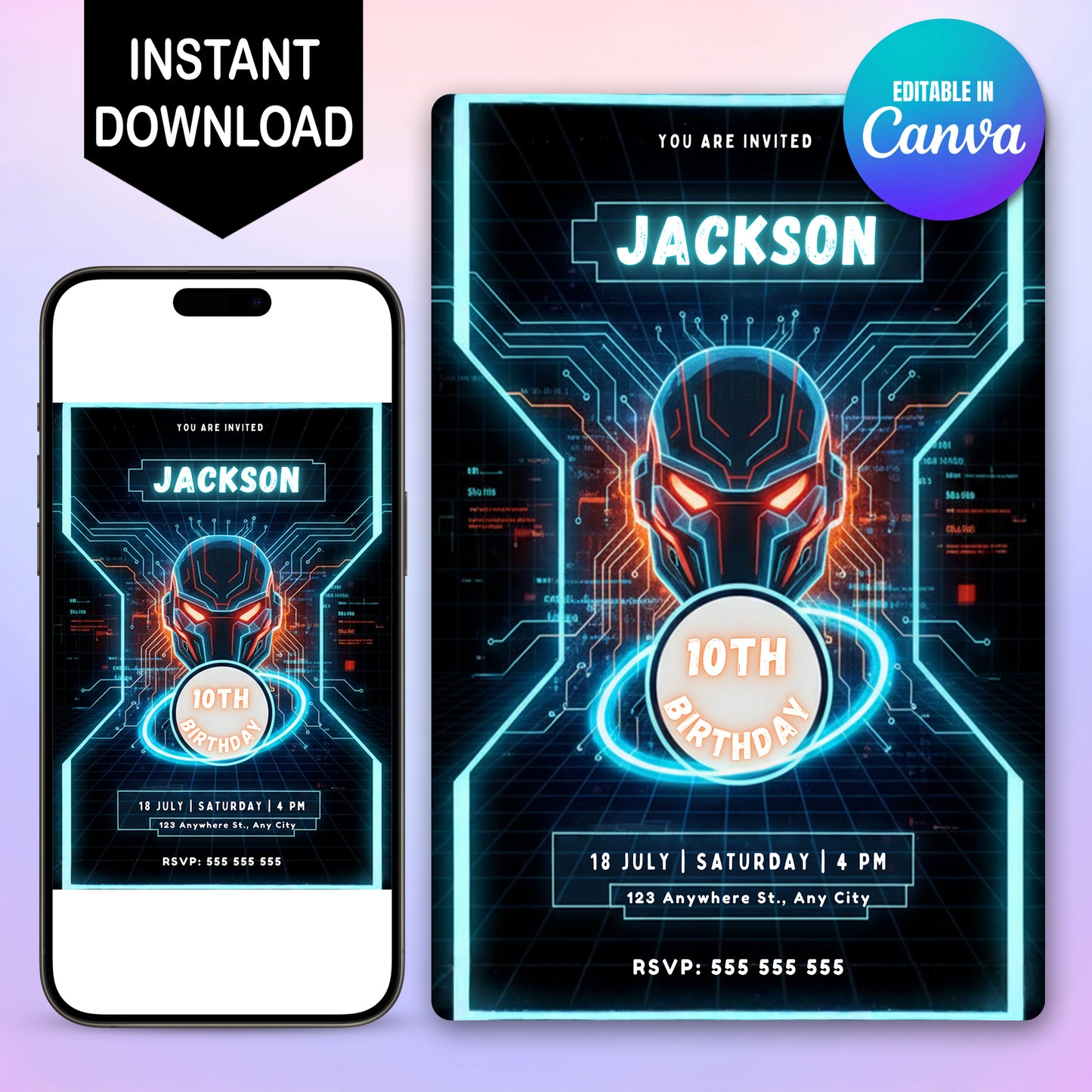 Tron Birthday Party Invitation - CreativeRino