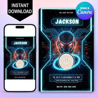 Tron Birthday Party Invitation - CreativeRino
