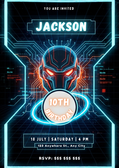 Tron Birthday Party Invitation - CreativeRino
