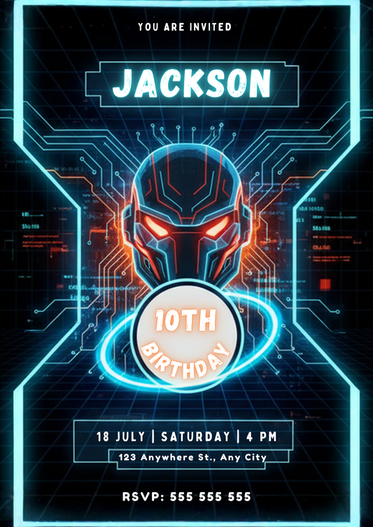 Tron Birthday Party Invitation - CreativeRino