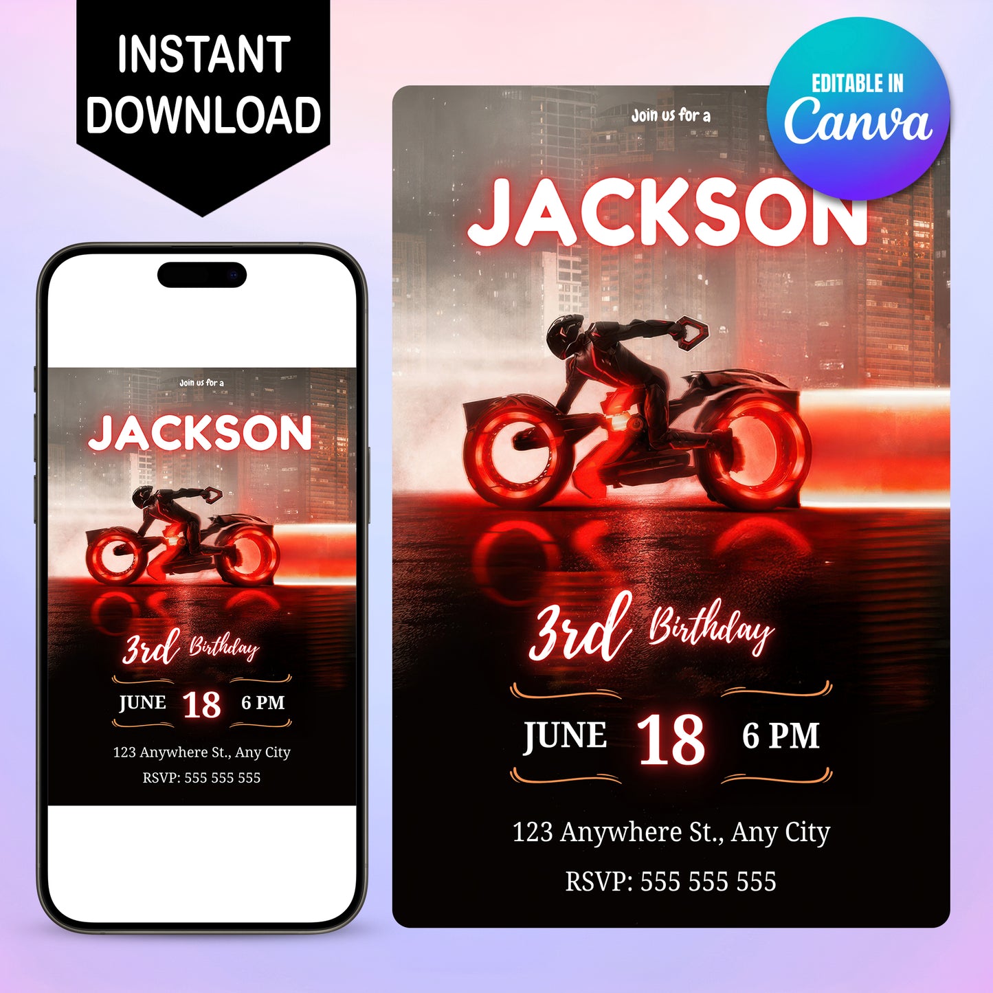 Editable Tron Birthday Invitation - CreativeRino