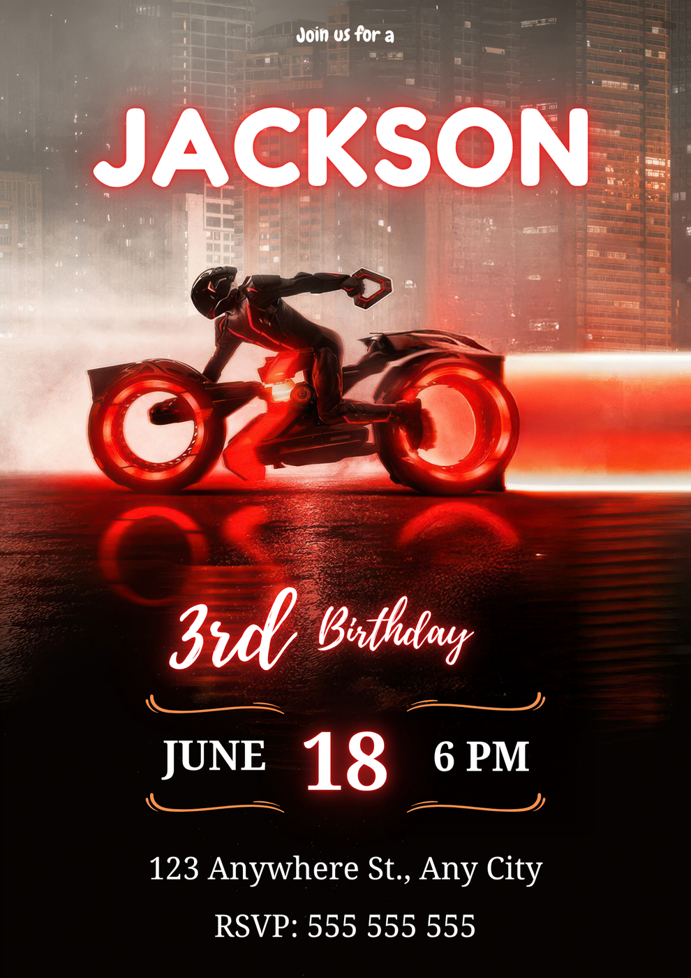 Editable Tron Birthday Invitation – CreativeRino