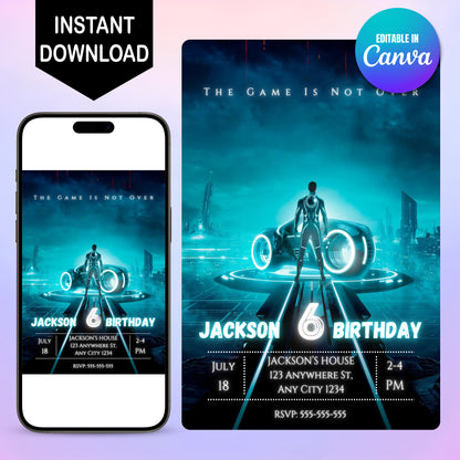Tron Birthday Invitation Template - CreativeRino