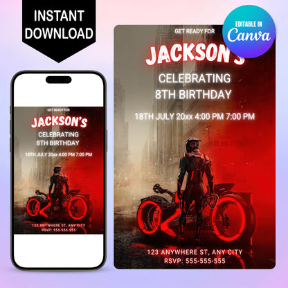 Printable Tron Birthday Invitation - CreativeRino