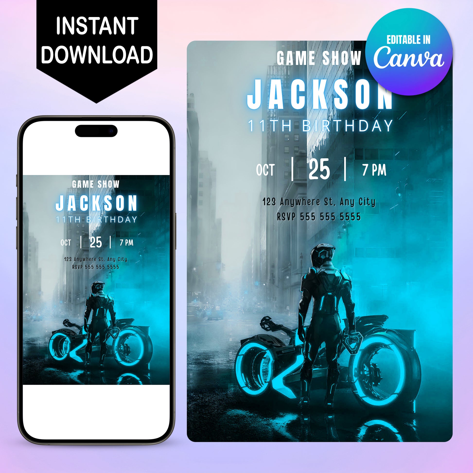 Digital Tron Birthday Invitation - CreativeRino