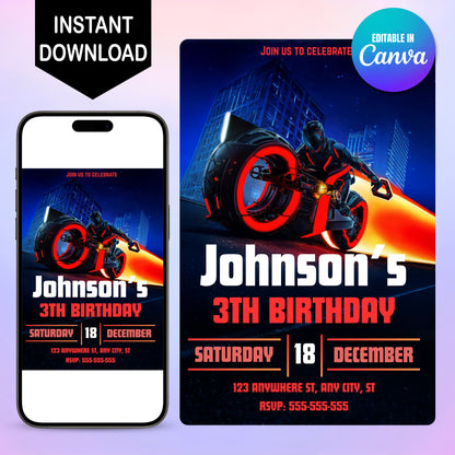 Tron Ares Birthday Party Template - CreativeRino