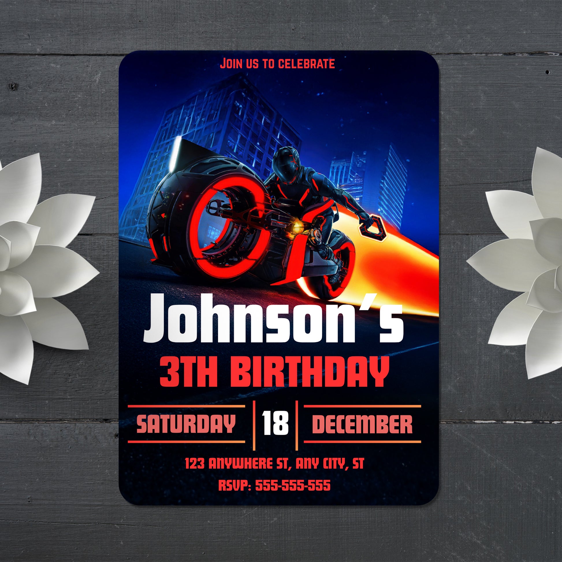 Tron Ares Birthday Party Template - CreativeRino
