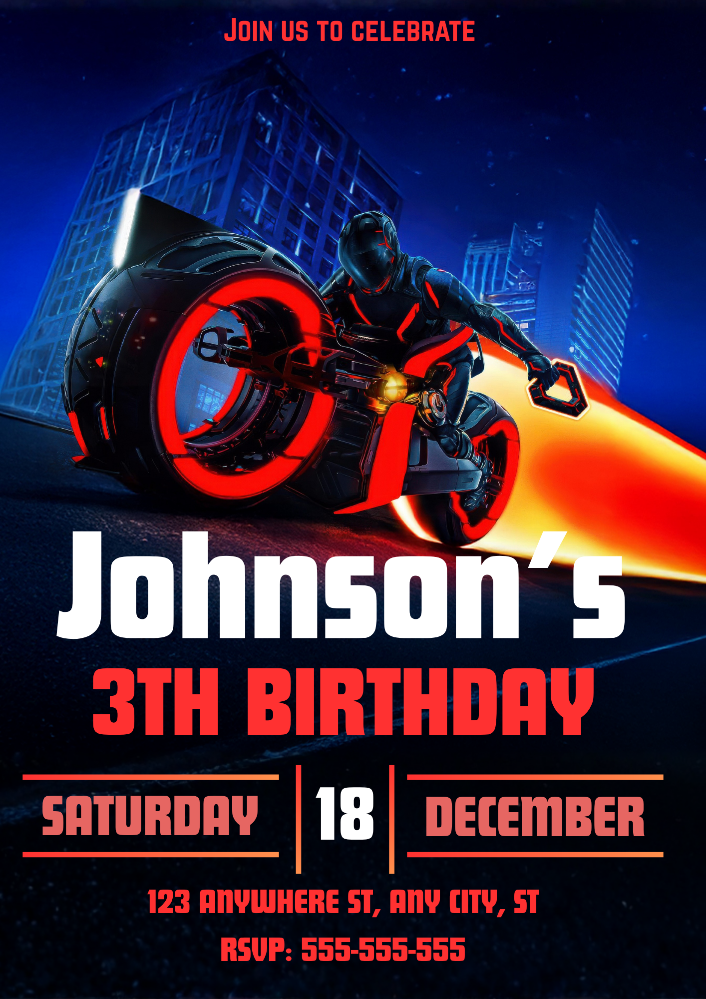 Tron Ares Birthday Party Template - CreativeRino